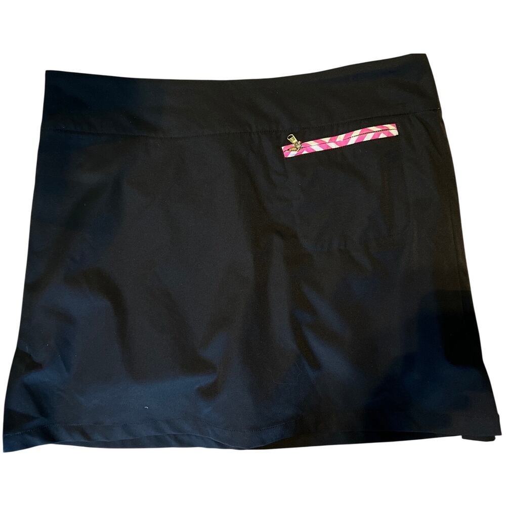 Fairway Fox Women's Size 10 Golf Skort Black Pink White Trim Pockets Split Seams